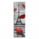Jingtao Art Paris Eiffel Tower Art Paintings Red Umbrellas Flying on The Rain...