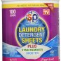 S2O Laundry Detergent Sheets Plus Stain Remover Booster, Fresh Scent, 100 Loads