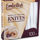 Embellish Cutlery Deluxe Heavy Weight White Plastic Knives 100 Knives In A Box