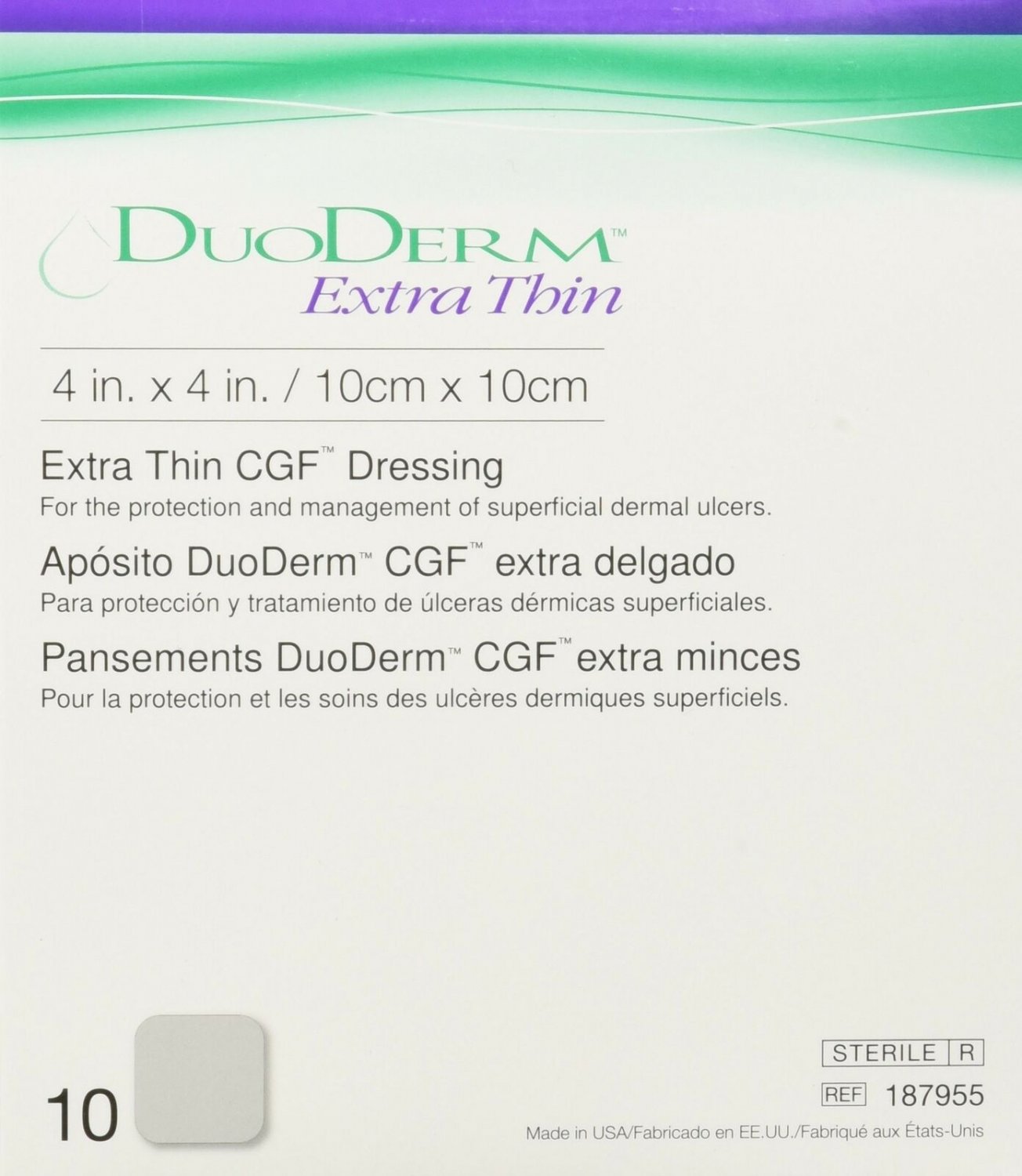 ConvaTec DuoDERM Extra Thin CGF Dressings 4 X 4 Inches 187955 10 Each