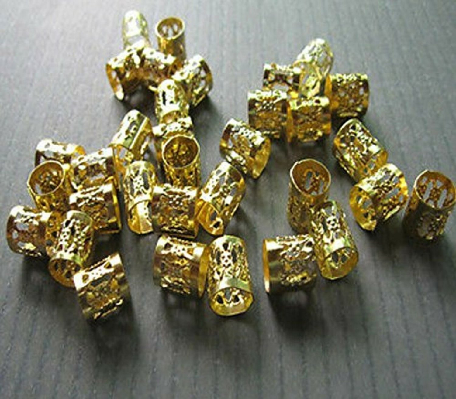 Dread Lock Dreadlocks Braiding Beads Golden Metal Cuffs Hair Accesories Decor...