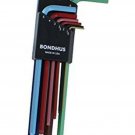 Bondhus 69499 Ball End L-Wrench Set w/ColorGuard Finish, 9 Piece