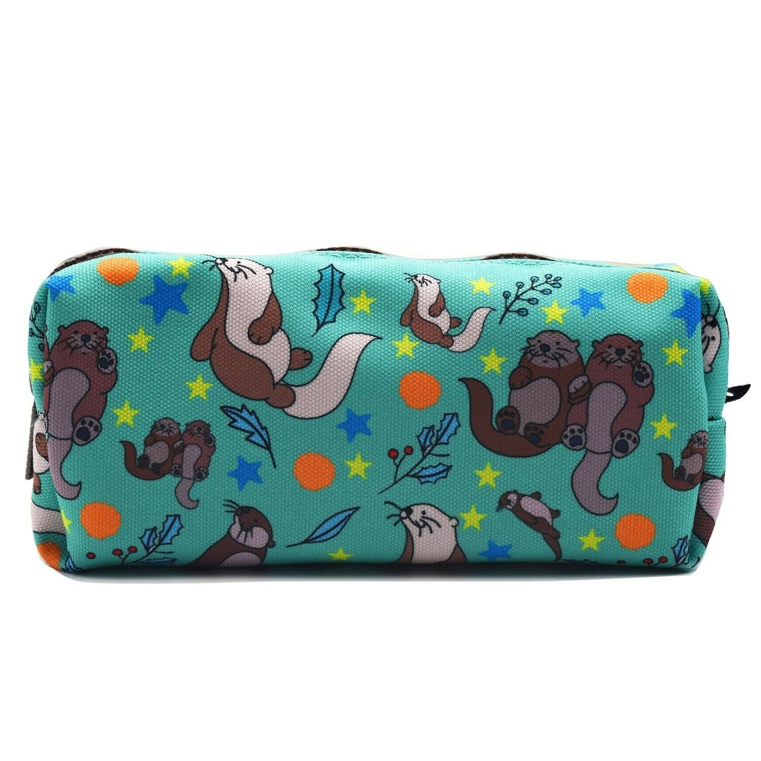 Otters Pencil Case Canvas Pen Bag Pouch Stationary Case Makeup Cosmetic Bag (...