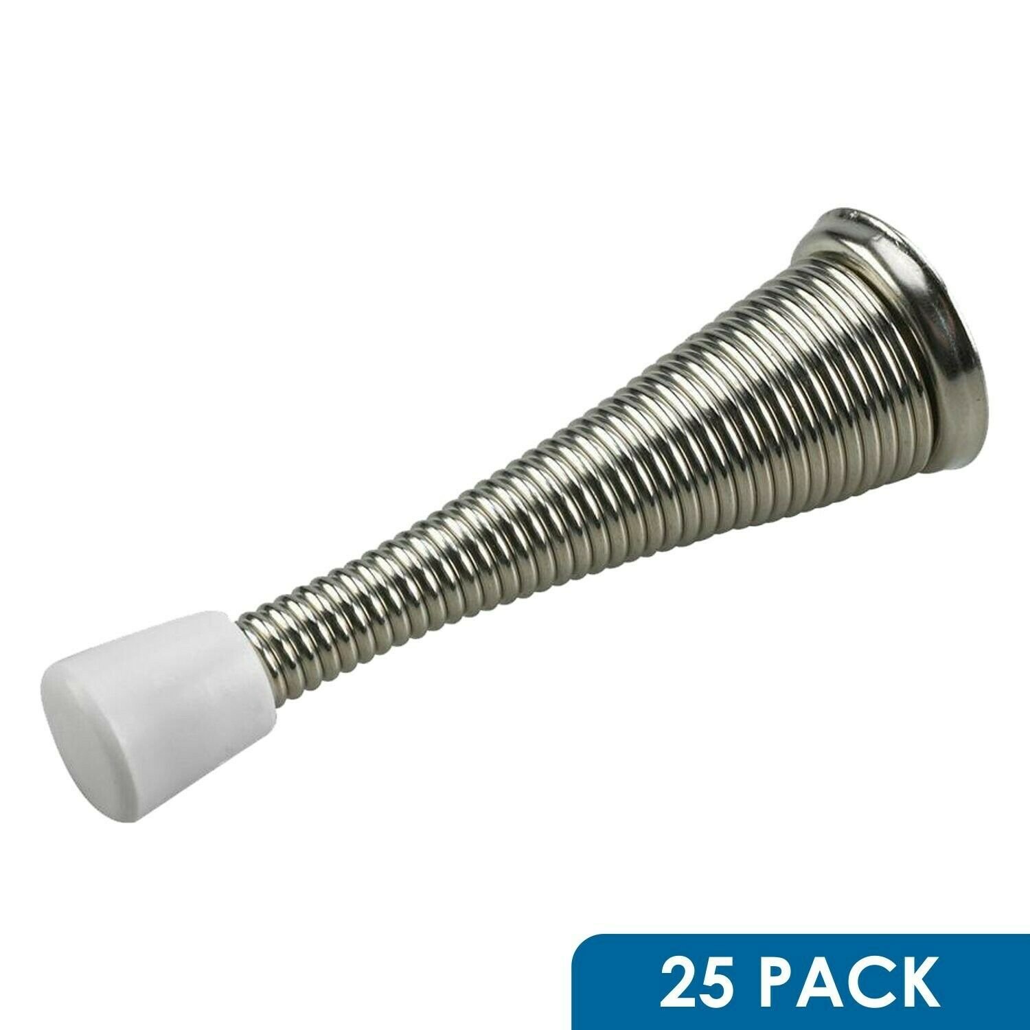 25 Pack Rok Hardware 3" Flexi Spring Heavy Duty Door Stop, Brushed Nickel