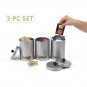 Mind Reader 3 Piece Sugar,Tea,Coffee Round Canister Set, Silver
