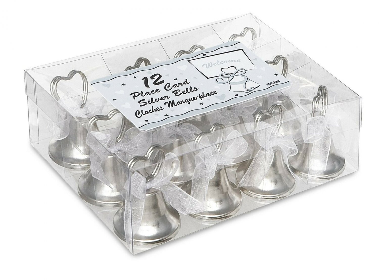 Silver Bell Wedding Place Card Holders, 12ct Place Cards