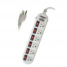 POWTECH 6 Outlet 270 Joules Surge Protector Heavy Duty Home/Office Power Stri...