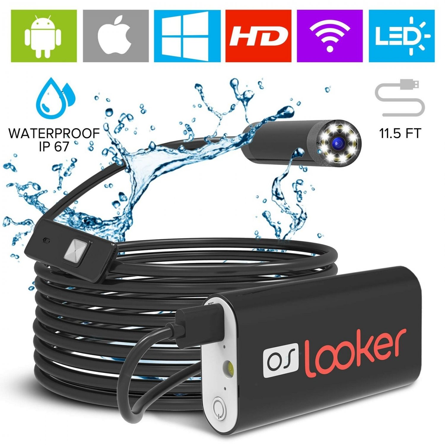 OSLooker Endoscope Camera - Borescope - Wireless Inspection Camera 3.5m HD 2M...