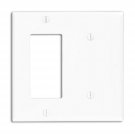 Leviton 80708-W 2-Gang 1-Blank 1-Decora/GFCI Device Combination Wallplate, St...