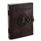 Embossed Leather Blue Stone 120 Page Unlined Journal with Clasp