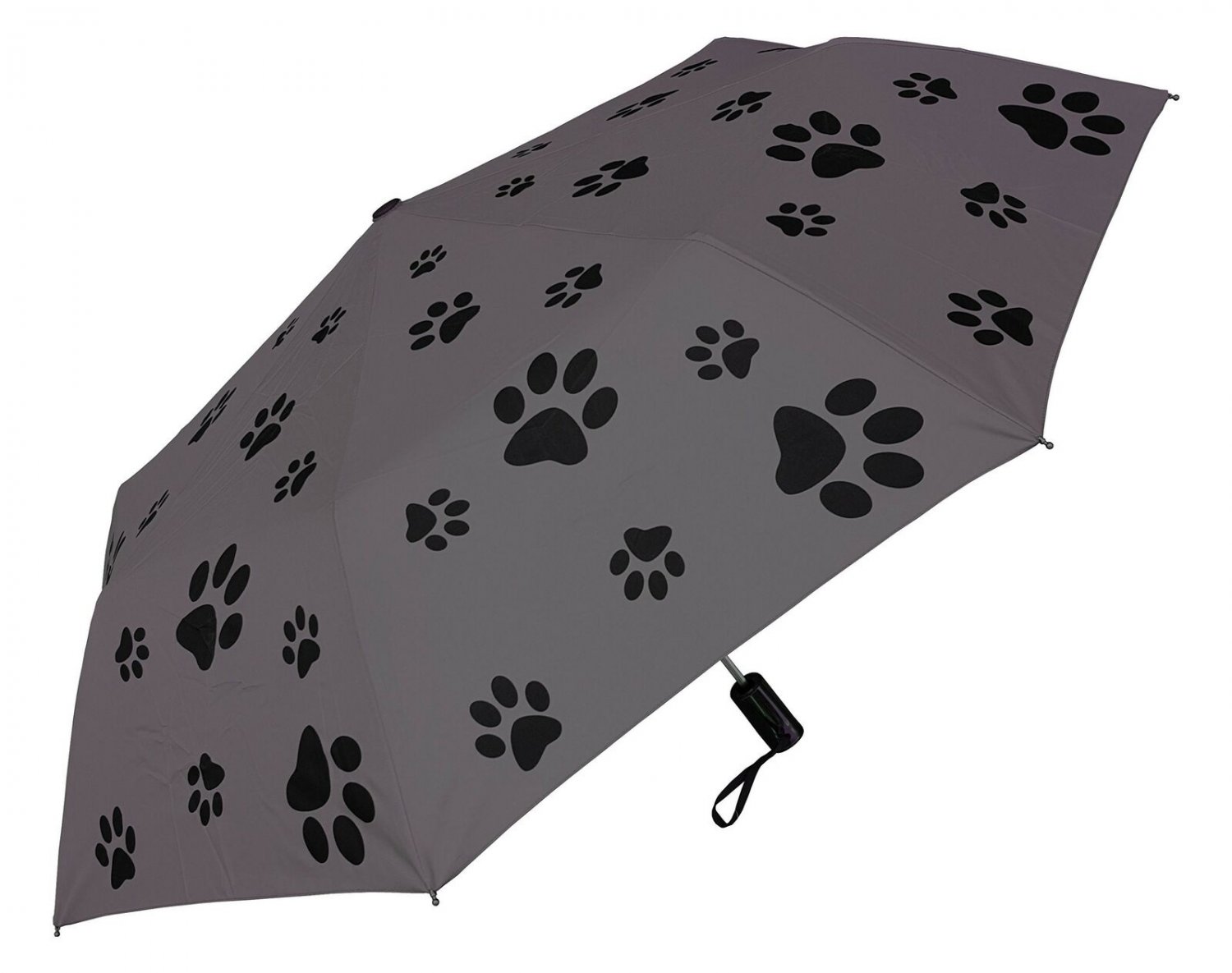 RainStoppers Umbrella 44" Auto Open Mini Paw Prints, Grey, 44" Arc