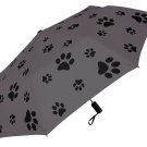 RainStoppers Umbrella 44" Auto Open Mini Paw Prints, Grey, 44" Arc