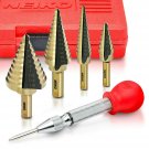 Neiko 10169A Titanium Step Drill Bit Set with Automatic Center Punch, 5-Piece...