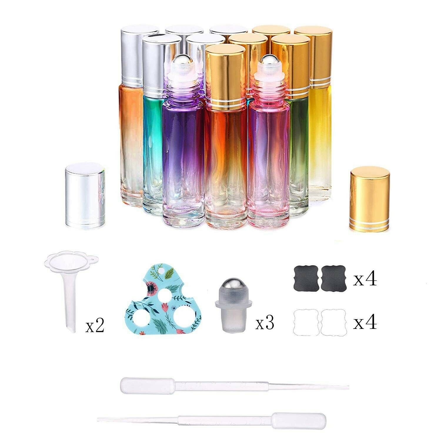 Glass Roller Bottles Empty Bottles for Essential Oil 12 Pack with Stainless S...