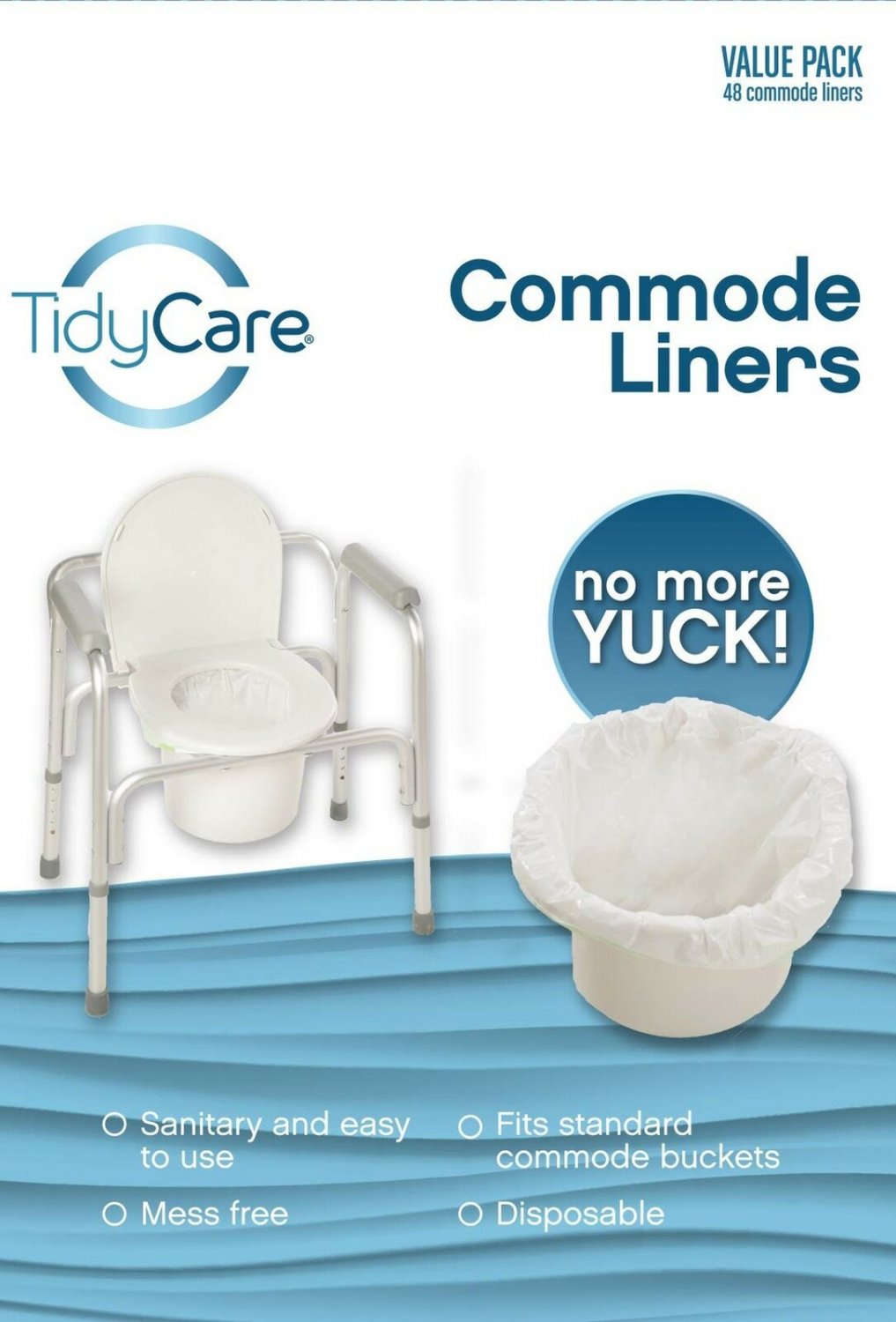 TidyCare Commode Liners &acirc;�� Value Pack - Disposable Bedside Commode Liners - 48...