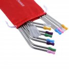 Reusable Straws 12Pcs 10.5" Stainless Steel Straws with Silicone Tips-Drinkin...