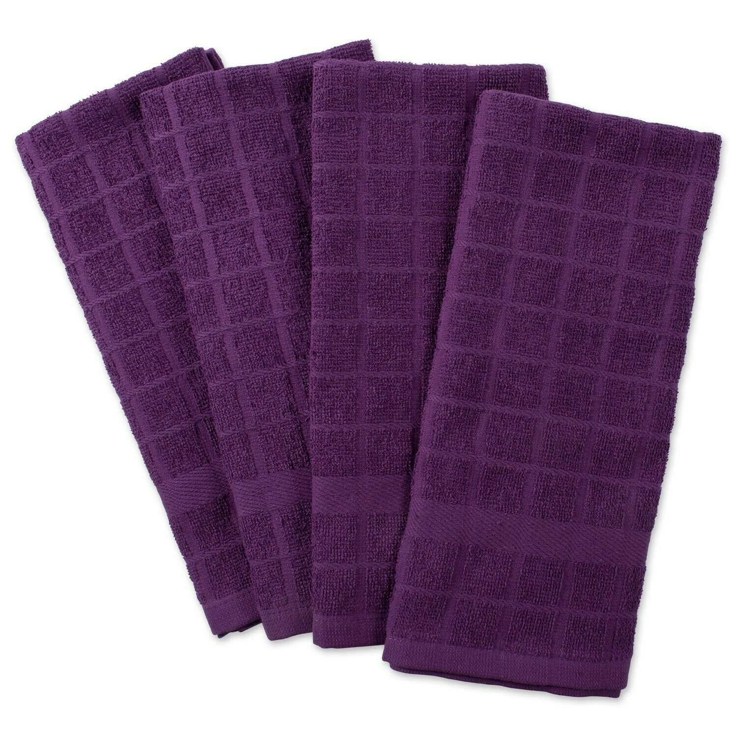 DII Cotton Terry Windowpane Dish Towels, 16 x 26" Set of 4, Machine Washable ...