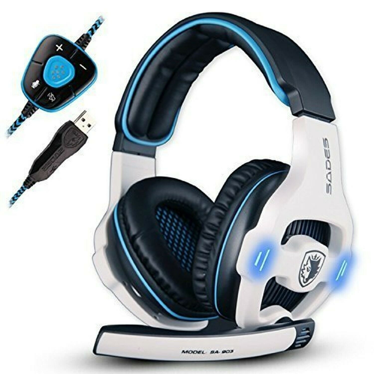 SADES 903 Surround Sound Pro USB PC Stereo Noise-Canceling Gaming Headset wit...