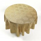 Carnation""""Rose Damask 70"" Round Fabric Tablecloth in Gold,
