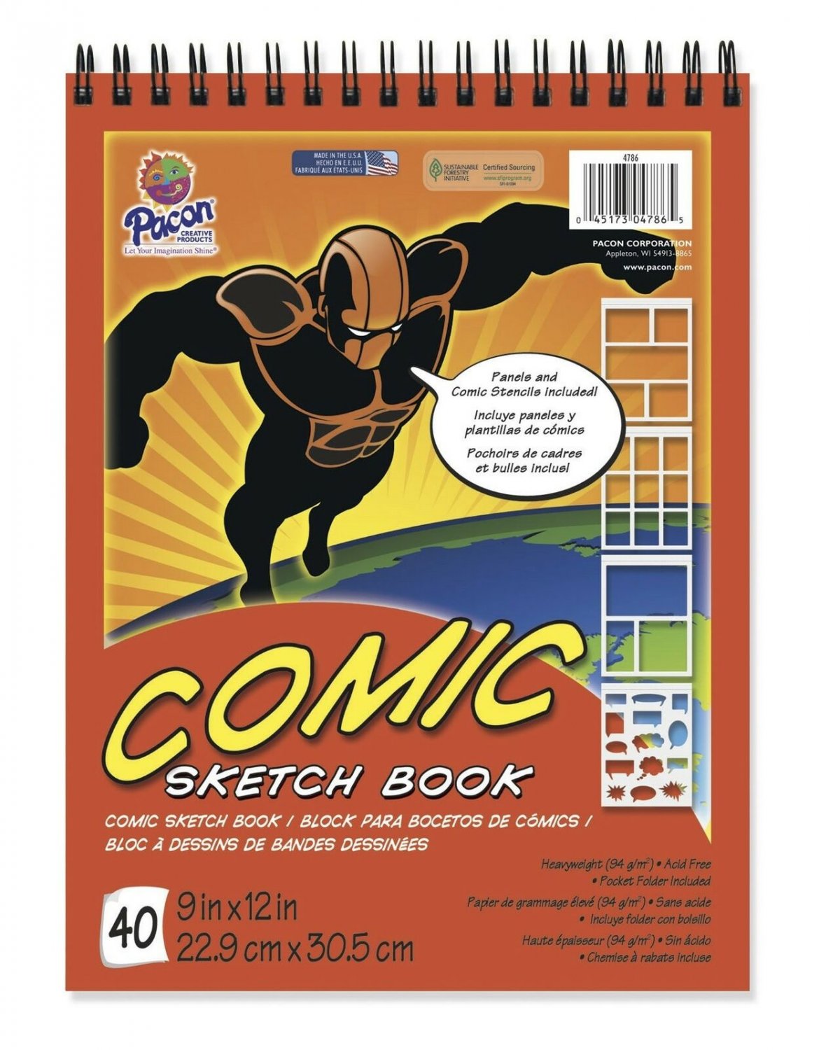 Pacon Comic Sketch Book, 9"X12", 40 Sheets
