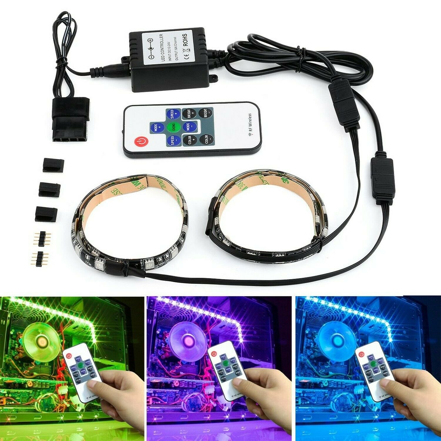 Autai Computer LED Light Strip RGB with Remote Control and Magnetic for Compu...