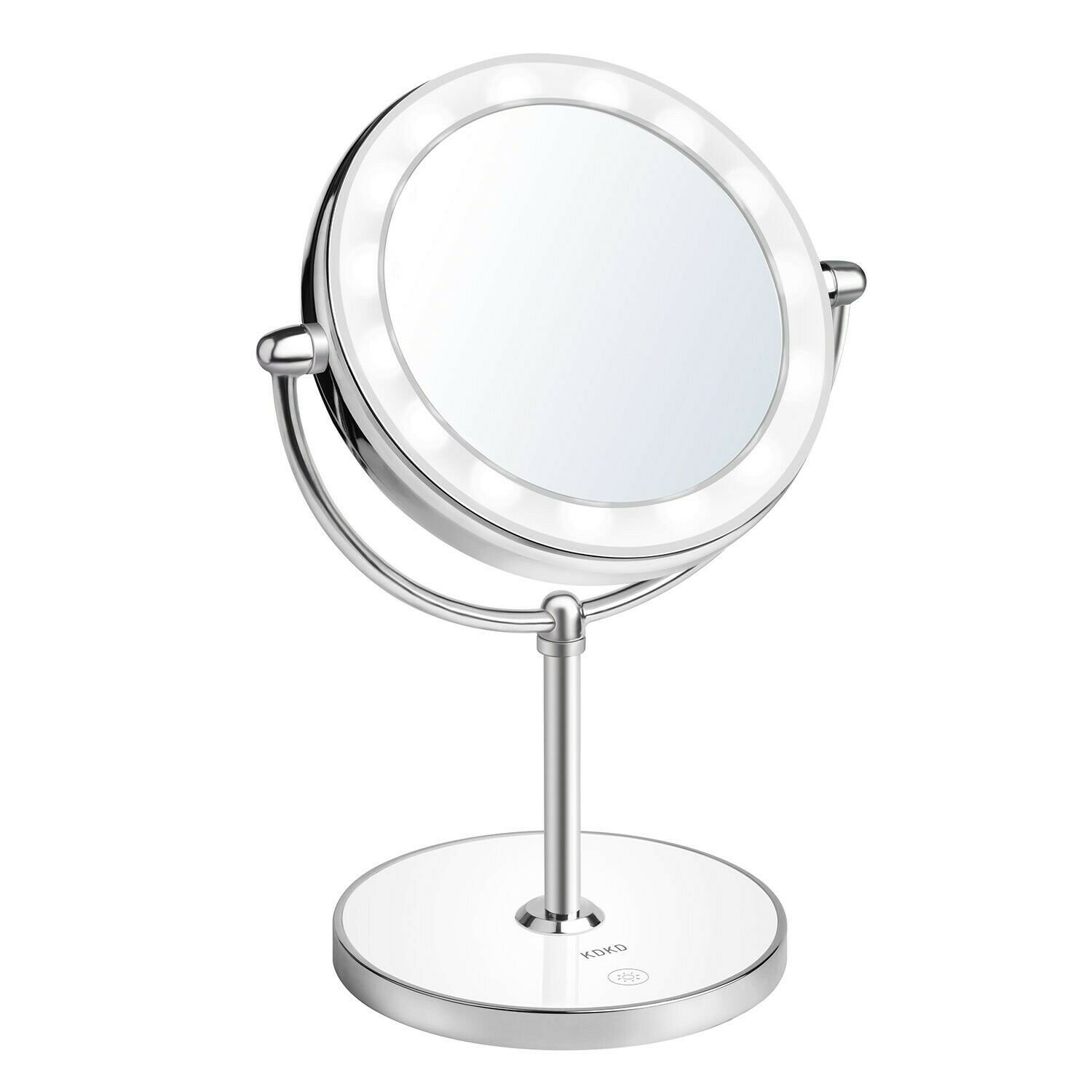 KDKD Lighted Makeup Mirror 1X 7X Magnification Double Sided Round Shape with ...