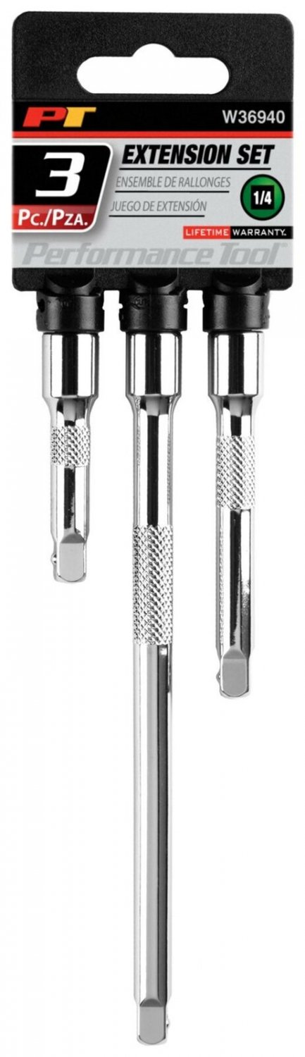 Performance Tool W36940 Socket Extension Bar Set, 1/4" Drive, 3-Piece