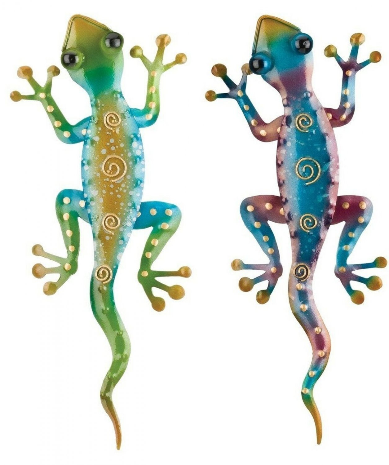 Regal Art & Gift Gecko Decor, Set of 2, Bundle of Rainbow Green and Rainbow P...