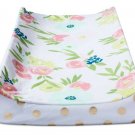 Cloud Island Plush Diaper Changing Pad Cover Floral and Gold Dots,Blue