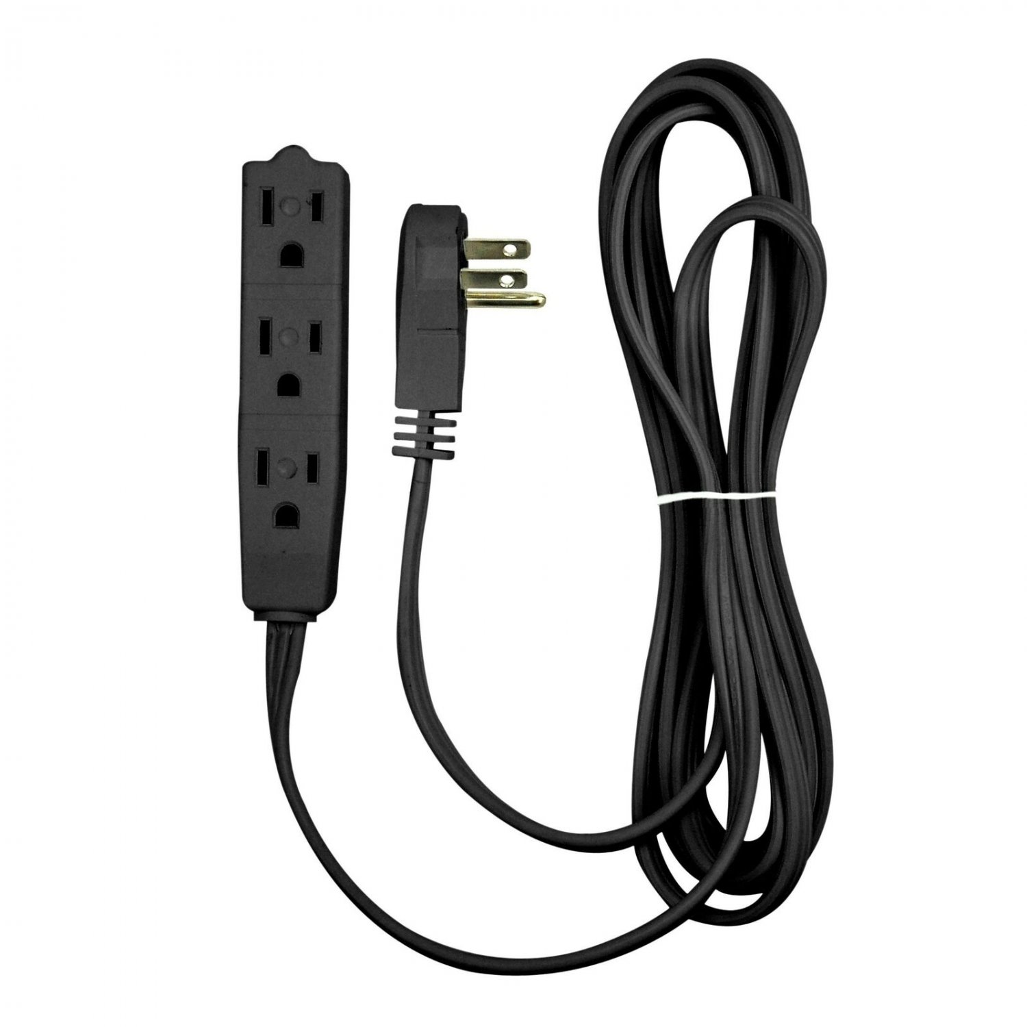 BindMaster 15 Feet Extension Cord/Wire, 3 Prong Grounded, 3 outlets, Angled F...