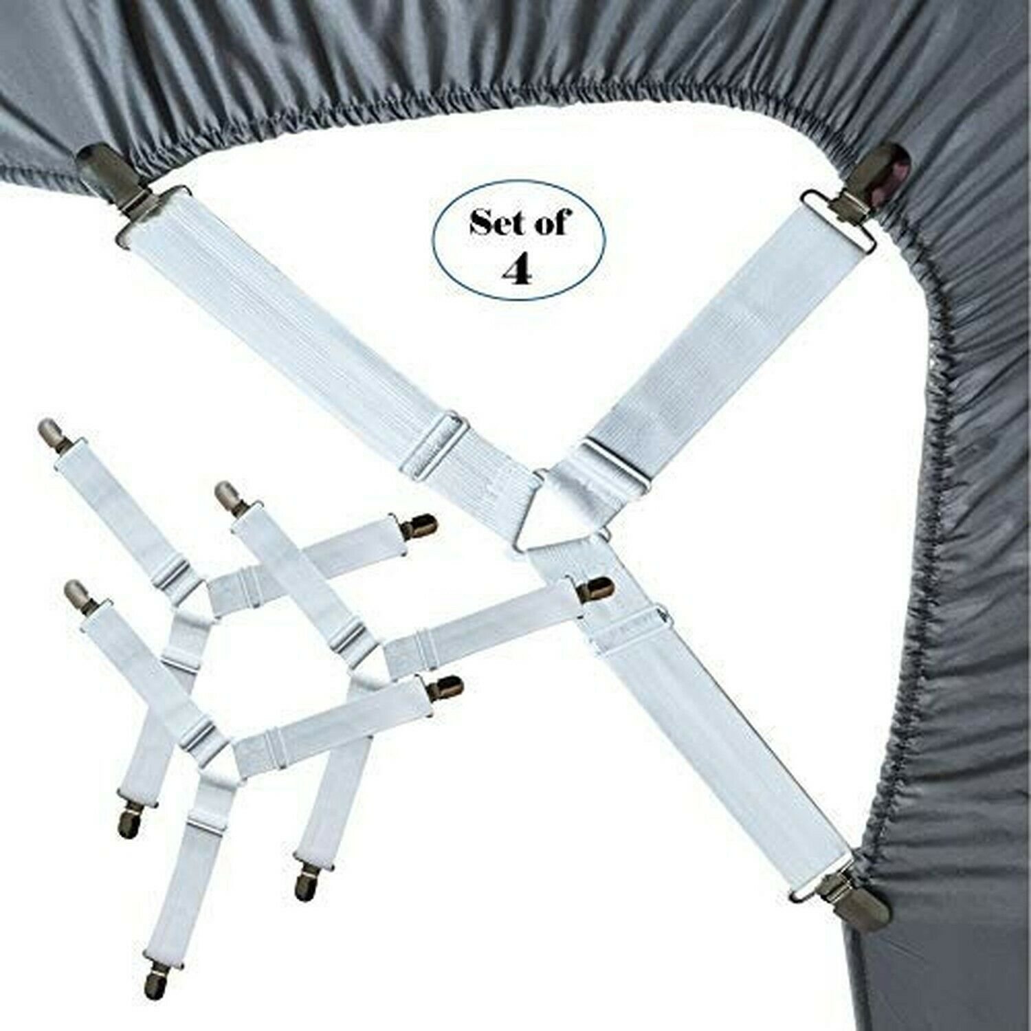 RayTour Bed Sheet Holder Straps, Adjustable Bed Sheet Fastener and 3 Way Matt...