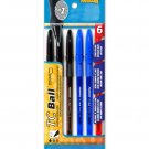 Promarx TC Ball Pro Grip Stick Pen, 1.0 mm, Assorted Colored Ink, 6-Count