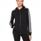adidas Women's Essentials Cotton Fleece 3-Stripe Full Zip Hoodie Small