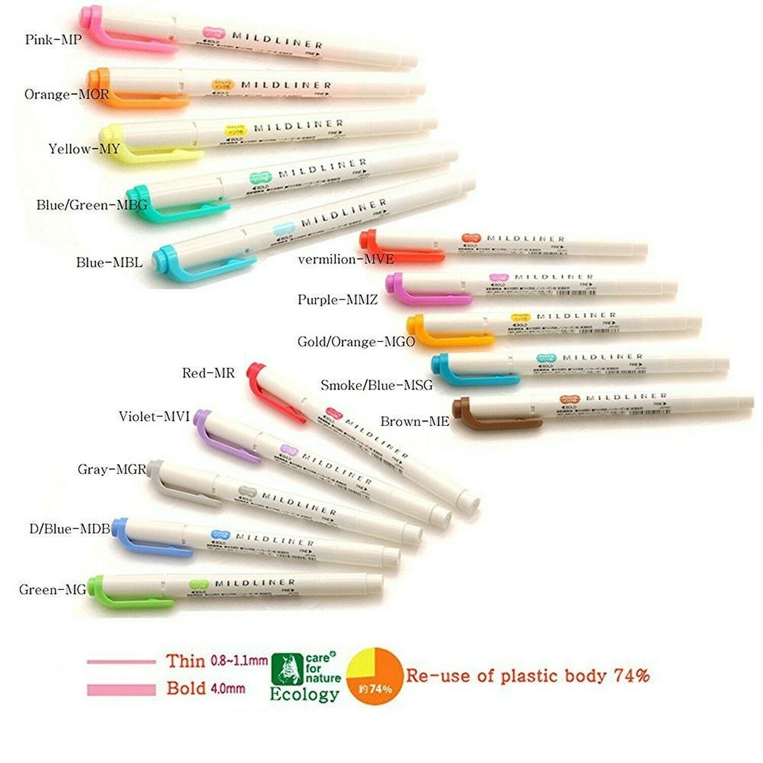 Zebra Mildliner Soft Color Double-Sided Highlighter Pens Deep, Warm & Cool (3...