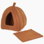 PETMAKER Cozy Kitty Tent Igloo Plush Cat Bed - Tan