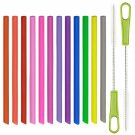 14 Pcs Kids Reusable Silicone Straws, Extra Short Thin Skinny for Toddlers & ...