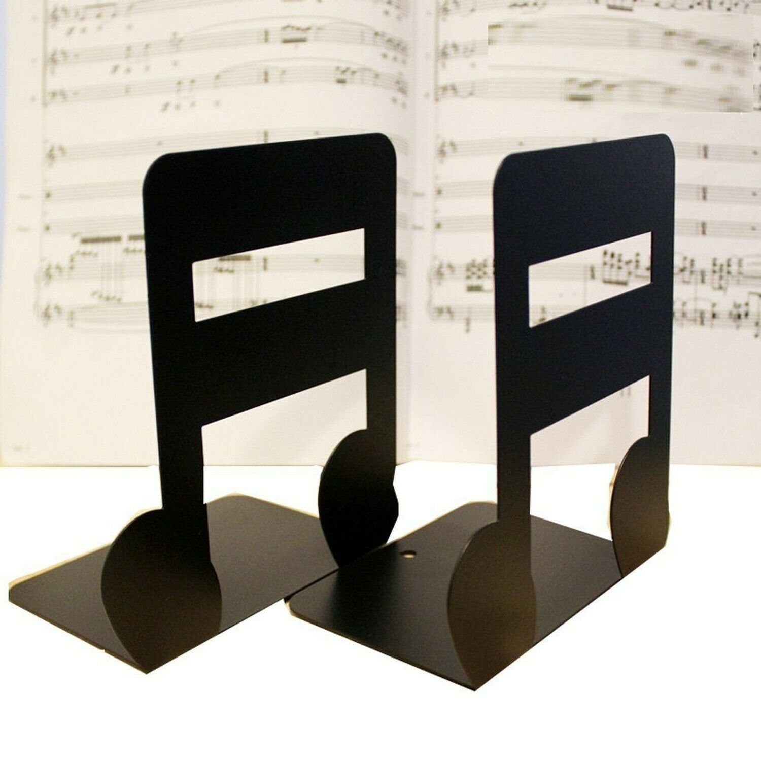 Y-H 1Pair Music Theme 16Points Note Nonskid Bookends Art Bookend for Library ...