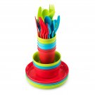 Plastic Dinnerware Set of 6 By Plaskidy- 36-Piece Kids Dinnerware Set Include...