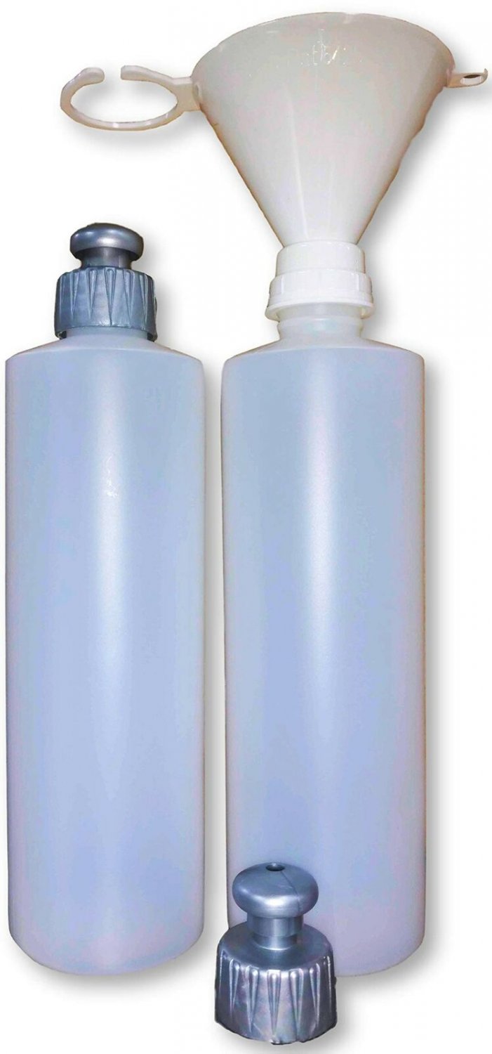 2 Pack Refillable 16 Ounce HDPE Squeeze Bottles With Push/Pull Button Top Dis...