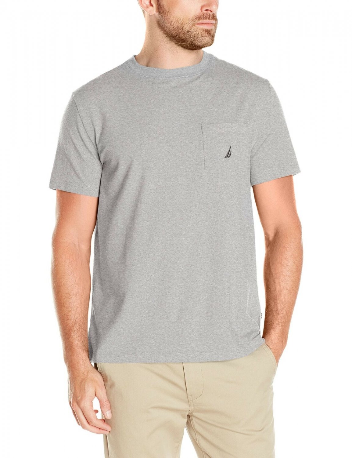 Nautica Men's Solid Crew Neck Short Sleeve Pocket T-Shirt X-Large Grey Heather
