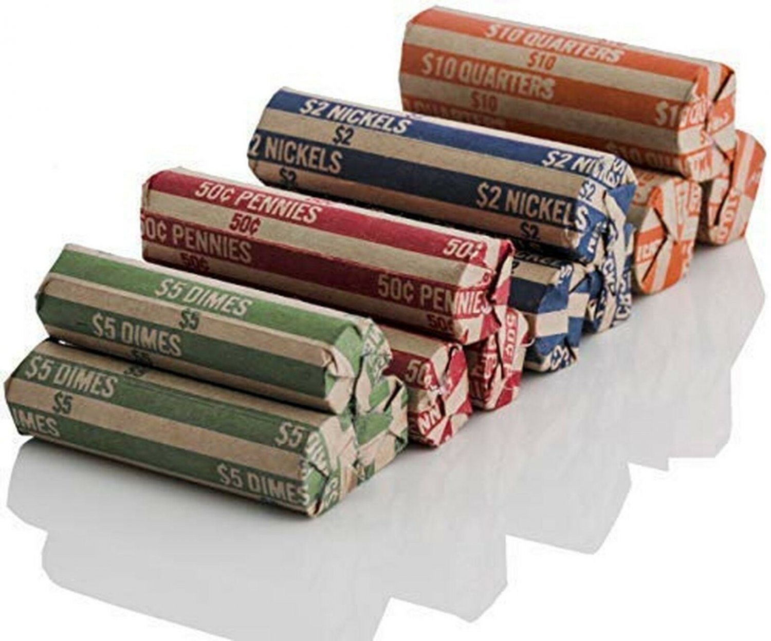 J Mark Neatly-Packed Flat Coin Roll Wrappers (Quarters, Dimes, Nickels, Penni...