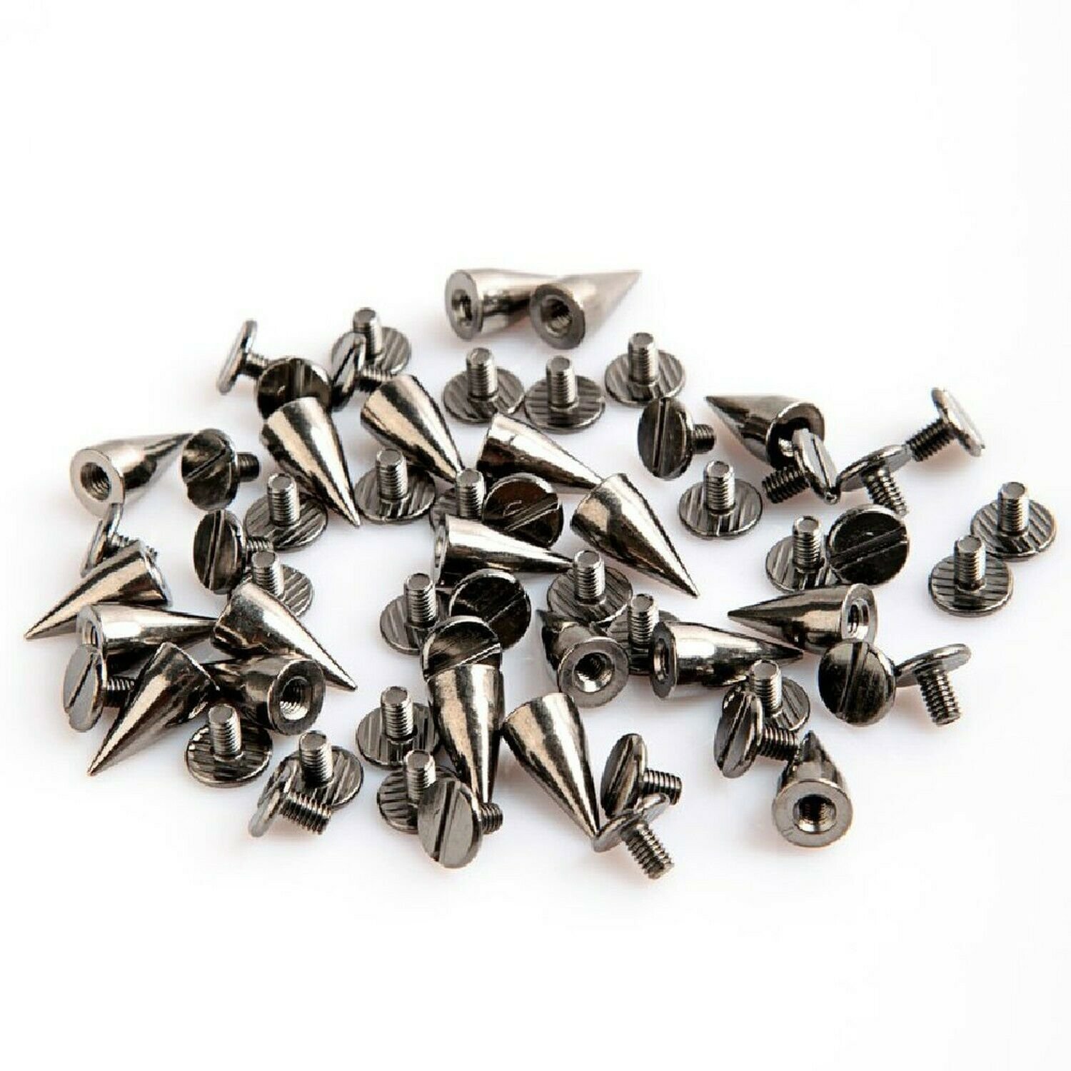 RUBYCA 100 sets 14MM Black Gunmetal Color Bullet Cone Spike Stud Metal Screw ...