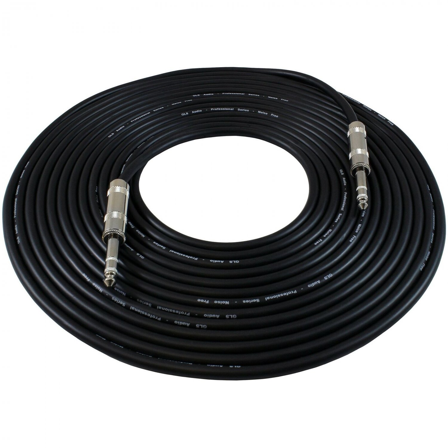 GLS Audio 25ft Patch Cable Cord - 1/4" TRS To 1/4" TRS Black Cable - 25' Bala...
