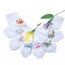 LACS Womens Embroidered Floral Cotton Lace Handkerchiefs White Hankies Pack