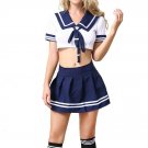 ANJAYLIA Schoolgirl Outfit Lingerie school girl costume with Socks Blue