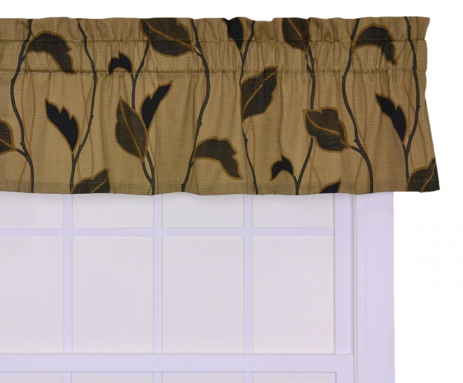 Ellis Curtain Riviera Large Scale Leaf and Vine Tailored Valance Window Curta...