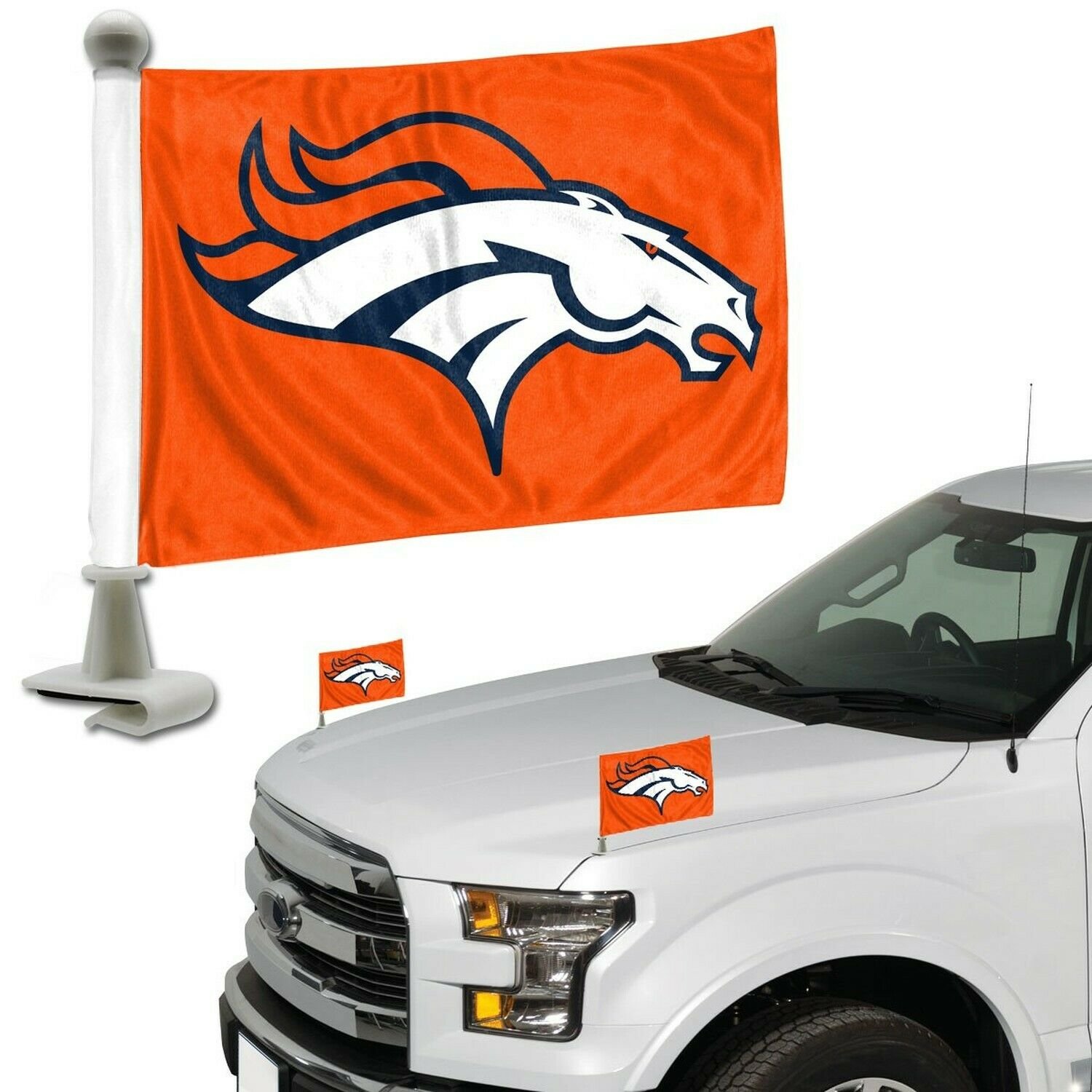 NFL Denver Broncos Flag Set 2Piece Ambassador Styledenver Broncos Flag Set 2P...