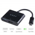 USB-C to HDMI Multiport Adapter, USKY Type-C to HDMI/USB-3.0/USB-C/F Adapter,...
