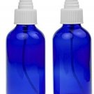 2 Empty Blue Glass Spray Misters - 4oz Refillable Bottle is Great for Essenti...