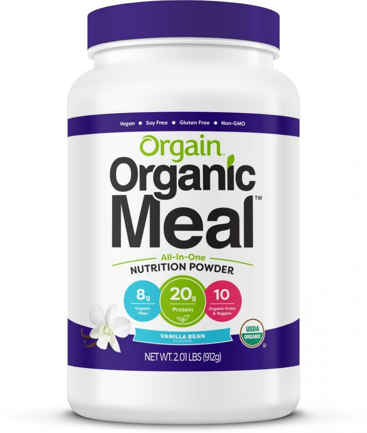 Orgain Organic Plant Based Meal Replacement Powder, Vanilla Bean - 20g Protei...